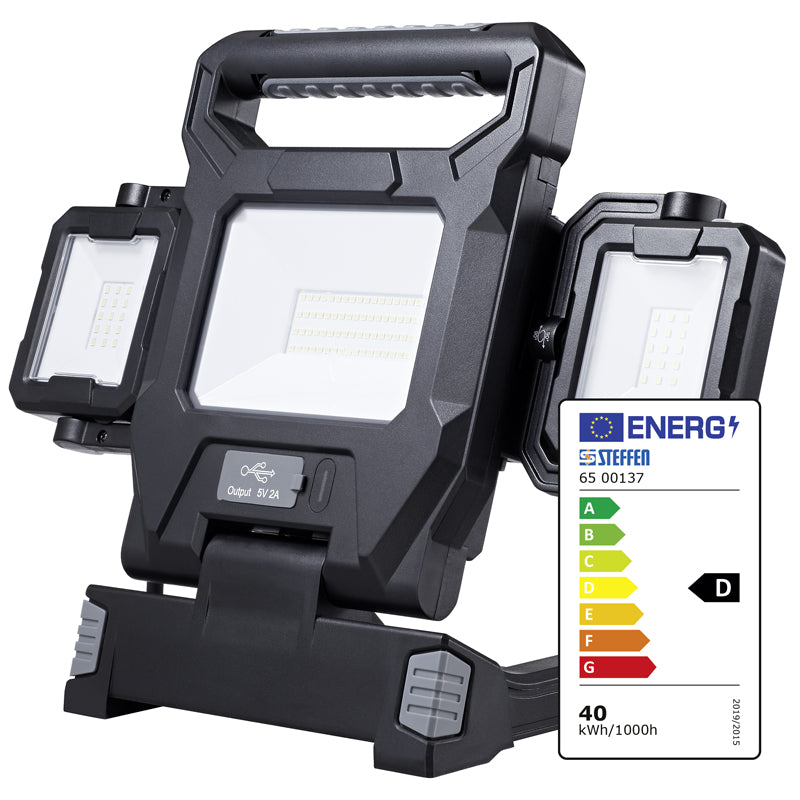 Steffen LED-Strahler 65 00137 – 43,2 × 19,1 cm, 6500 lm, 40 W, 6500 K, dimmbar, IP54, schwarz
