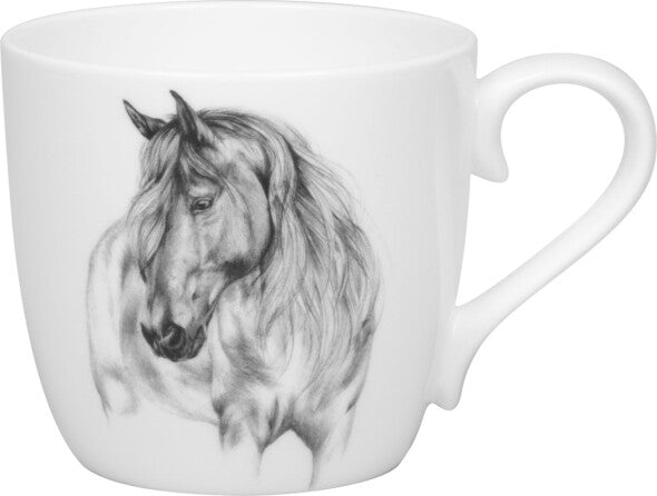 Könitz Porzellan Könitz Becher Amazing Animals Pferd – 425 ml, Ø 9,7 cm, Knochenporzellan, Weiss, spülmaschinenfest