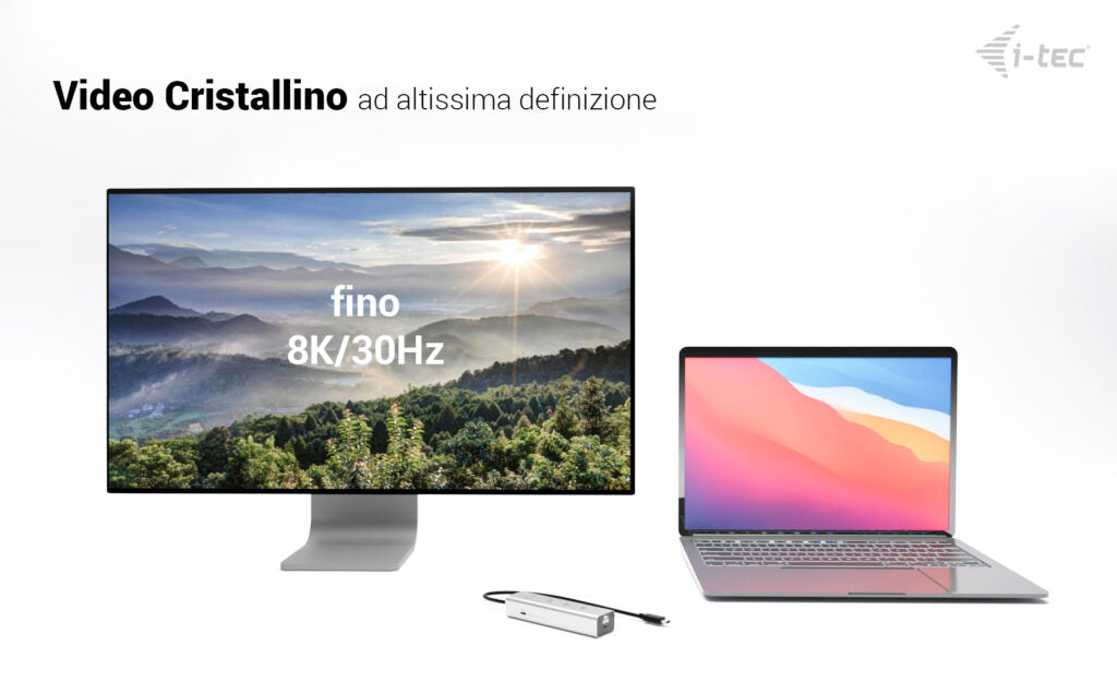 i-tec USB-Hub – USB-C, USB-C Video 8K, 85 W PD, für Windows/Mac/ChromeOS