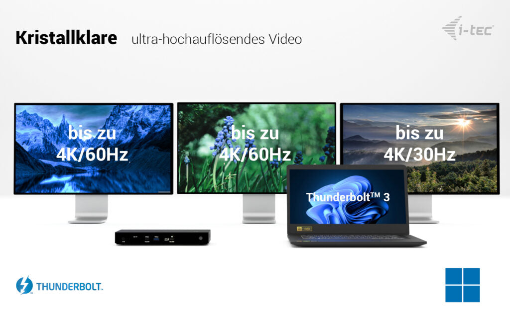 i-tec Dockingstation – Thunderbolt 4, 2× HDMI, 4× USB-A, 1× USB-C, 96 W PD, 2,5GbE, 3,5 mm Audio