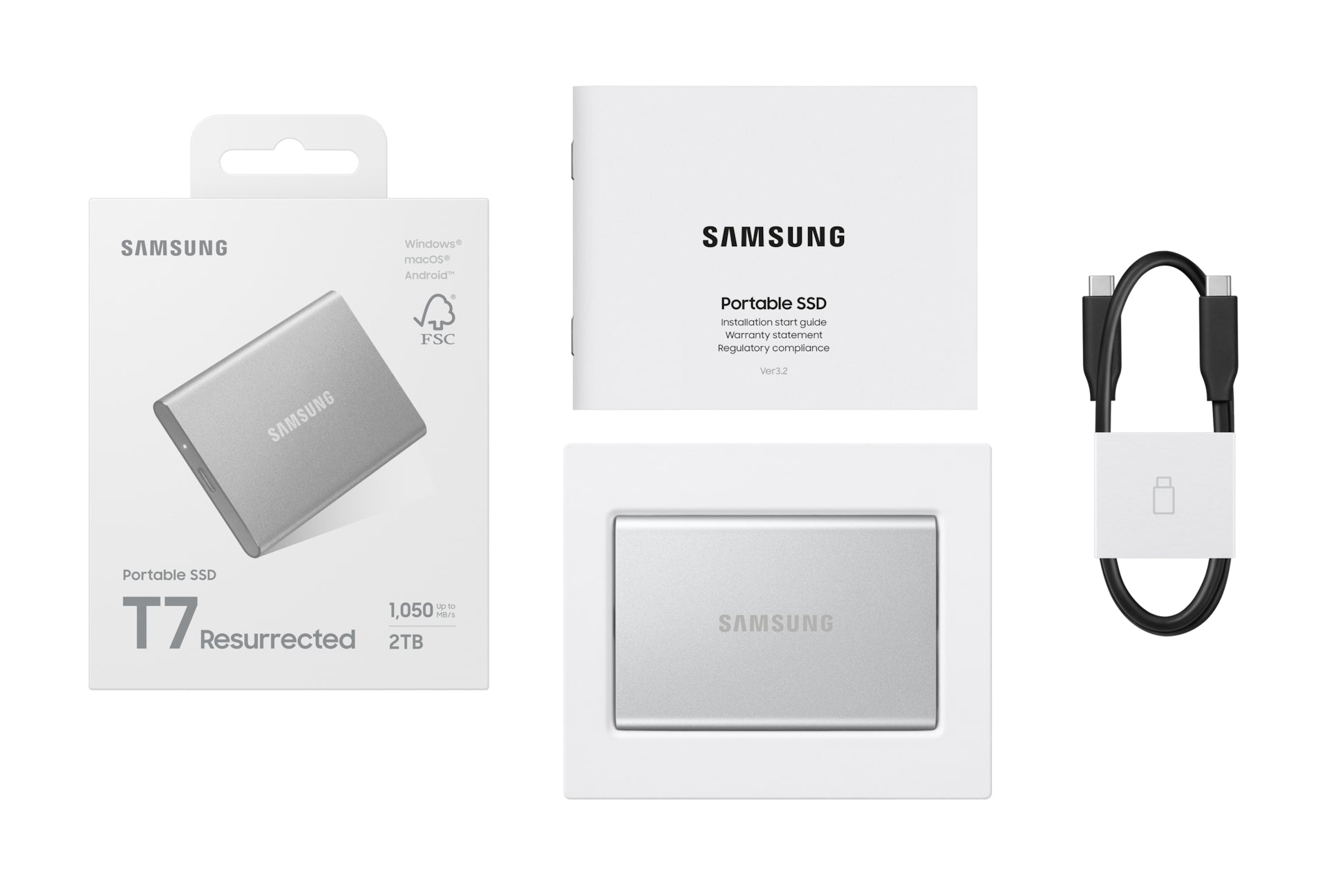 Samsung Externe SSD – 2 TB, USB Typ-C (USB 3.2 Gen 2), Hardwareverschlüsselung