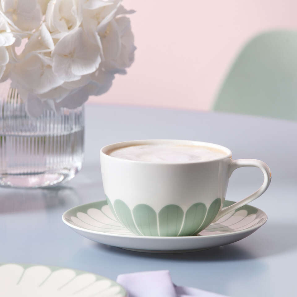 Villeroy & Boch Cappuccinotasse – 300 ml, H 7,1 cm, Porzellan, Hellgrün, spülmaschinenfest