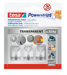 TESA Kleiderbügel – Kunststoff, transparent – 3er-Pack