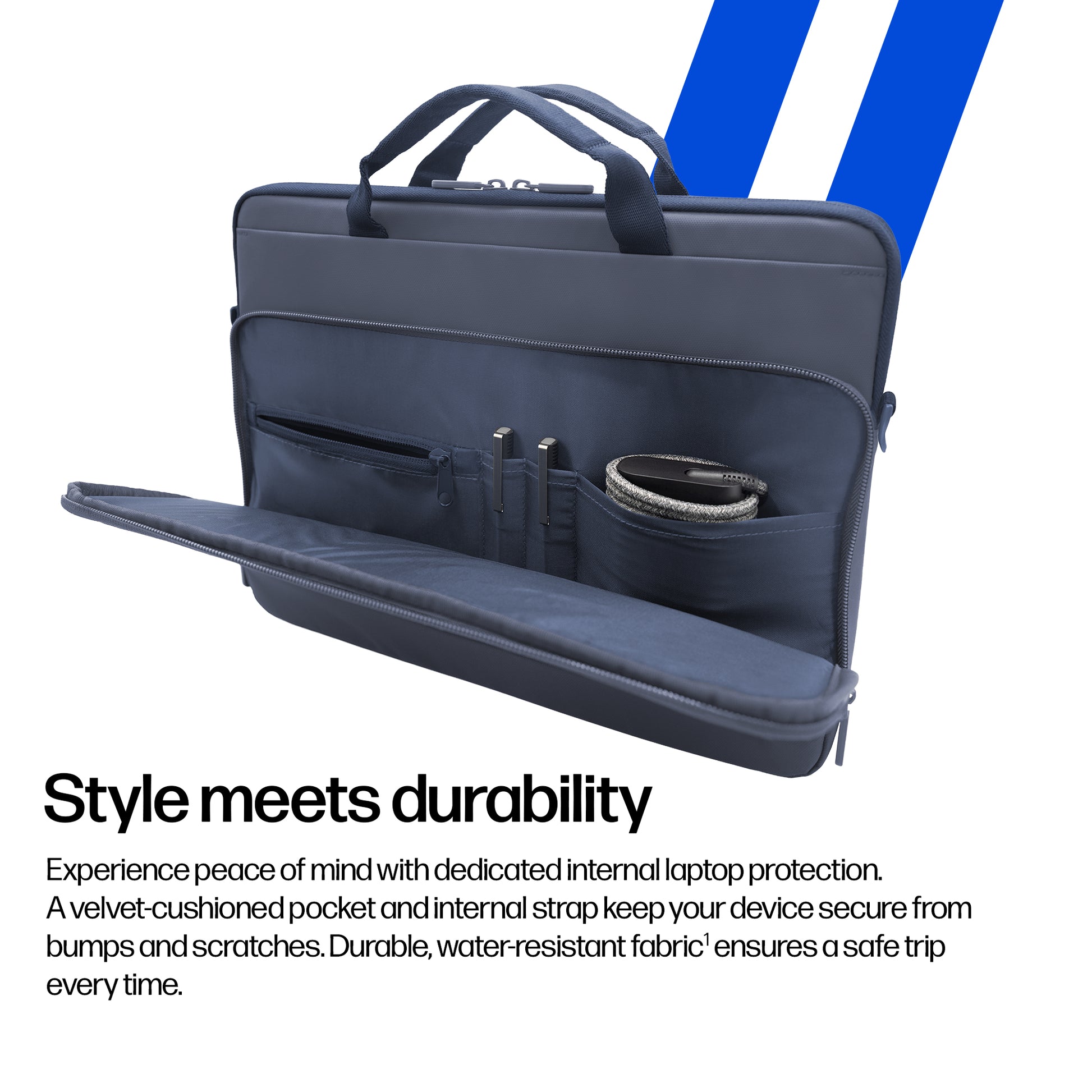 HP Notebook-Tasche bis 14" – Wasserfest, Trolley-Haltegurt – Navy Blazer