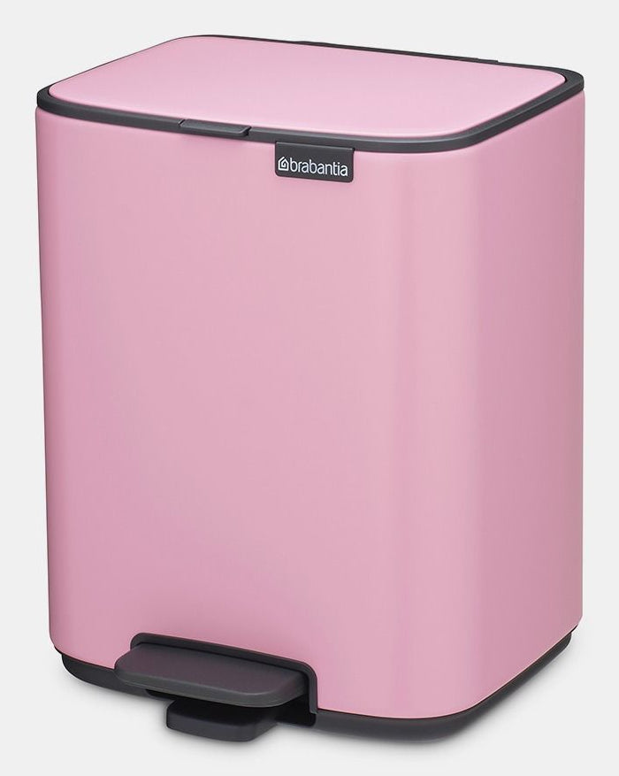 Brabantia Treteimer Bo – 7 l – Stahl, rechteckig – rosa – Soft-Close
