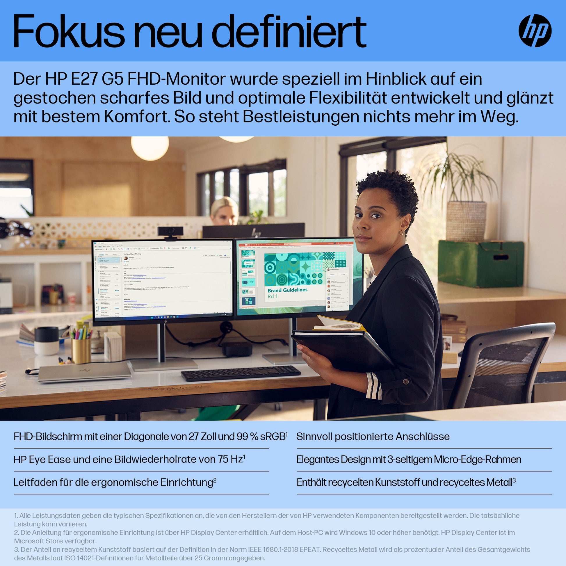 HP E27 G5 – Monitor, 27" 1920 × 1080 (Full HD), IPS, 250 cd/m²