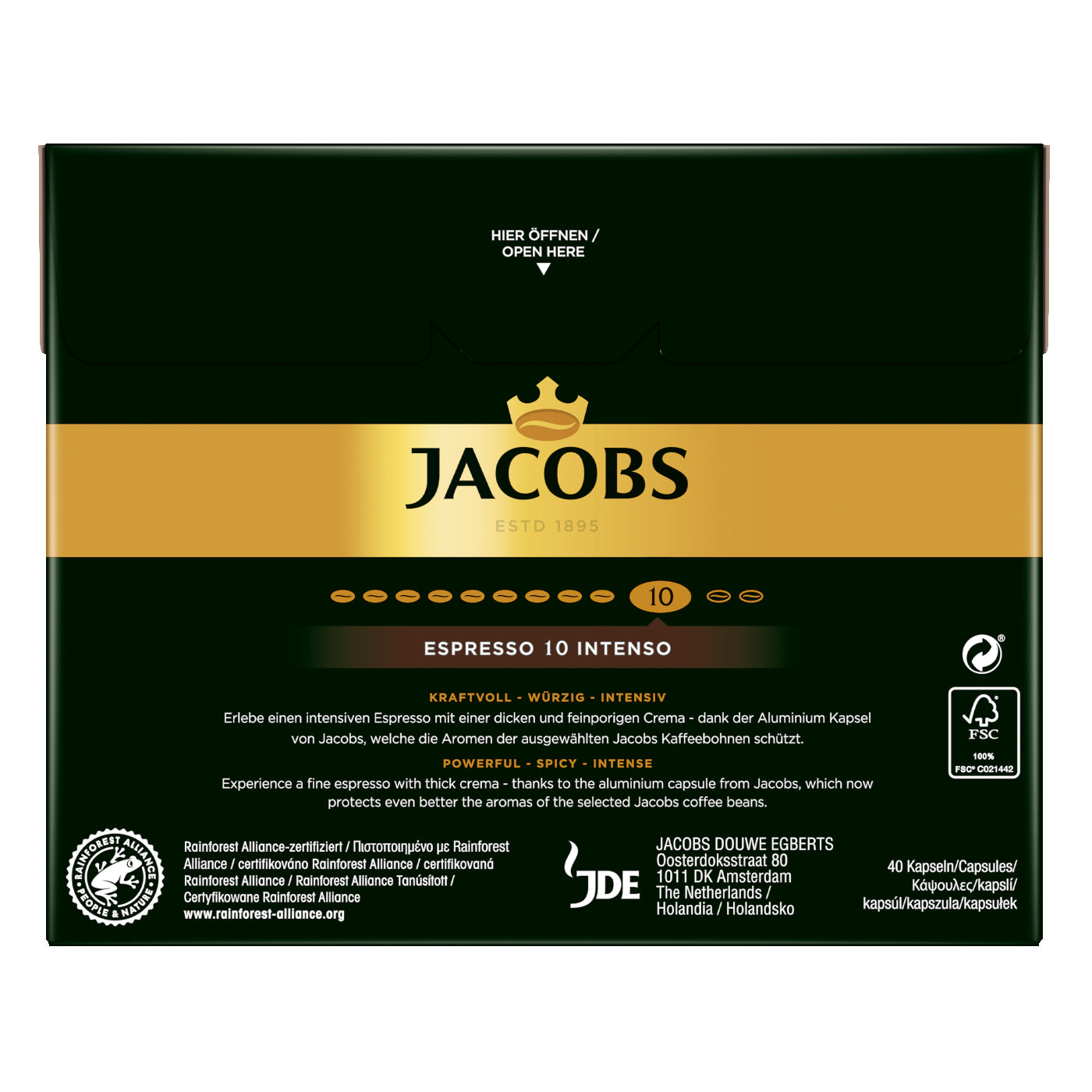 Jacobs Intenso – Kapseln für Nespresso – Espresso, Intensität 10