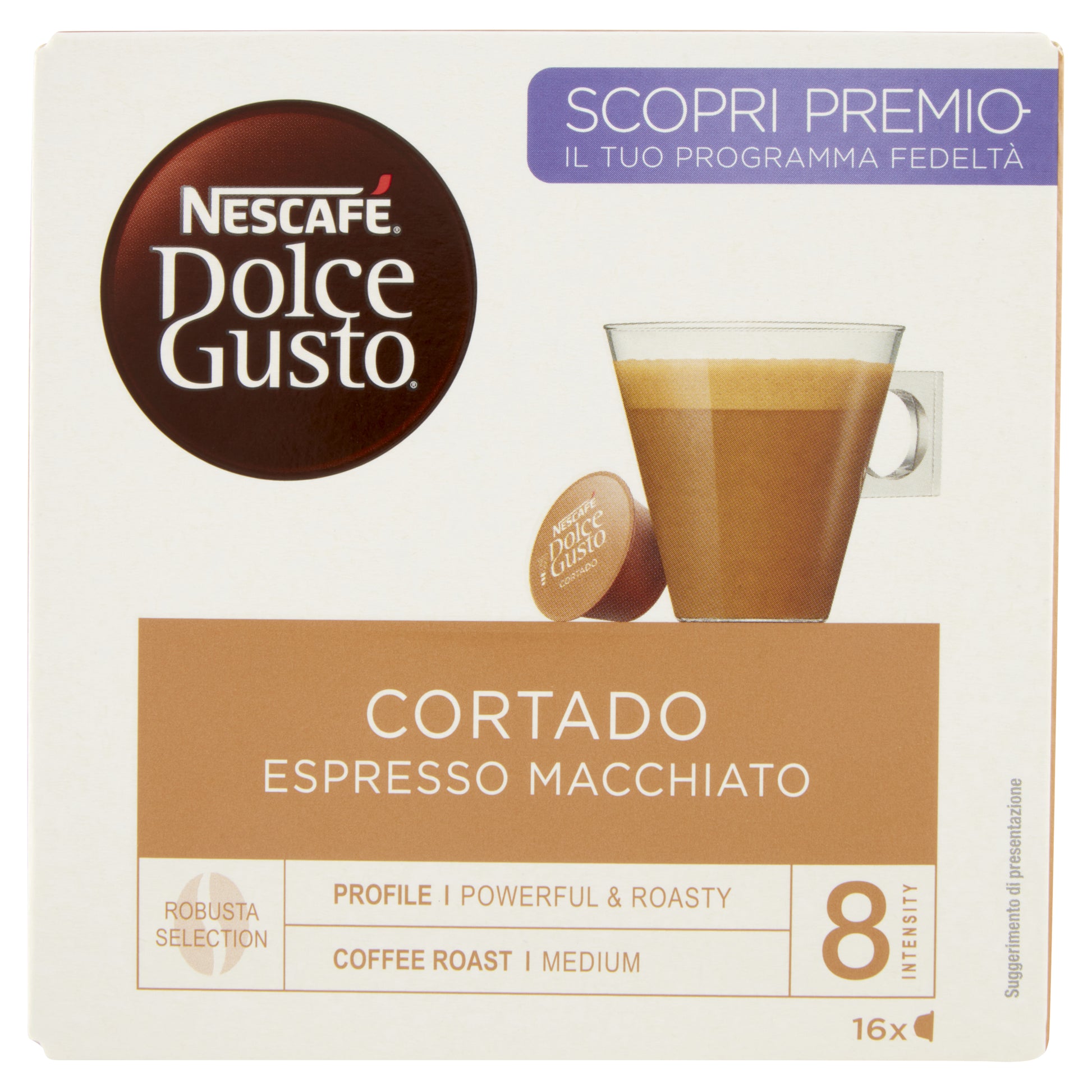 Nescafé Dolce Gusto Cortado – Kapseln für Dolce Gusto – Espresso, Intensität 8, 16 Kapseln