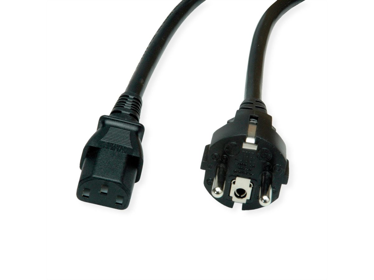 VALUE Netzkabel – Schuko (Typ E/F) – IEC C13, 0,6 m, 250 V/10 A, schwarz
