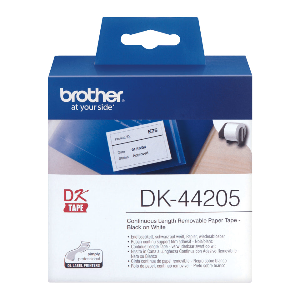 Brother Endlos-Etiketten DK, 62 mm × 30,5 m, weiss, Papier, wiederablösbar