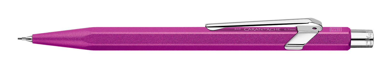 Caran d-Ache 849 Colormat-X Druckbleistift – 0,7 mm – Aluminium – Blau – mit Radierer