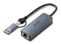 Lindy USB-C zu 5G Ethernet-Adapter 43415 – USB 3.2 Gen 2, 5 Gbit/s, 1× RJ-45, Grau