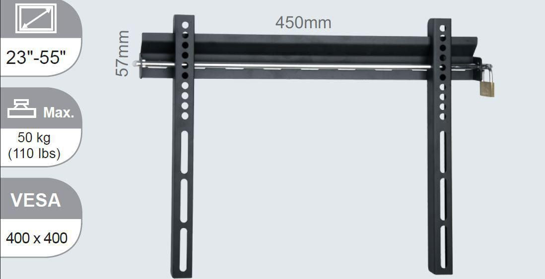 Vivolink Wandhalterung – 23–55" – VESA 100×100–400×400 – bis 50 kg, Höhenverstellbar – VLMW2355