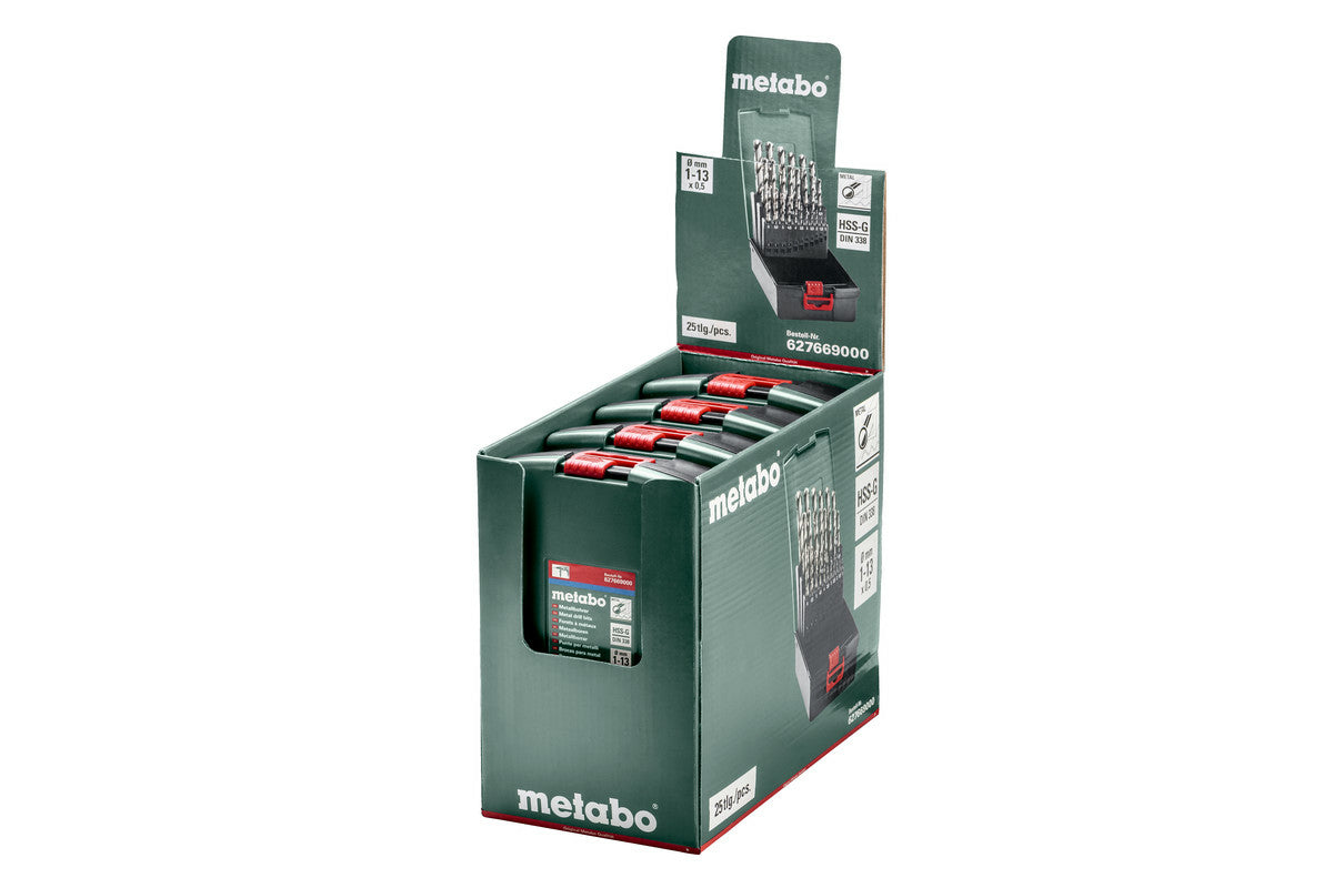 Metabo Bohr- & Bit-Set 1–13 mm HSS Zylinderschaft – für Metall, Kunststoff – 25-tlg.