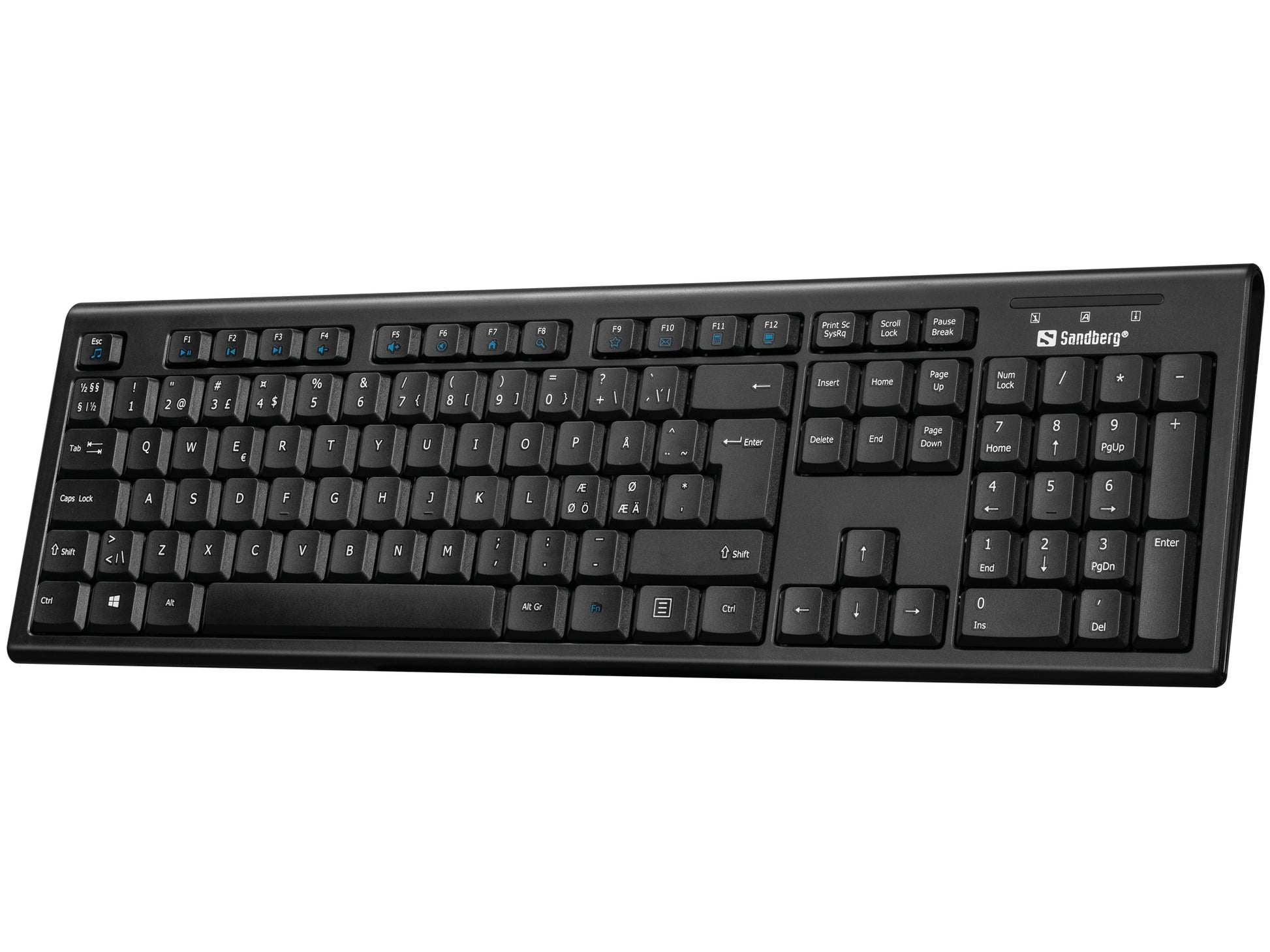 Sandberg Nord – Tastatur, kabelgebunden (USB-A), Fullsize (mit Ziffernblock), schwarz