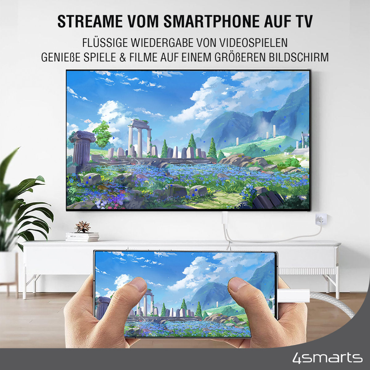 4smarts USB-C auf HDMI Kabel 4K – 2 m – Weiss