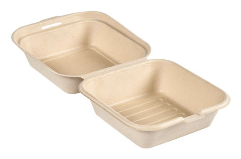 BioPak Take-away-Box, Bagasse (Zuckerrohr) – 475 ml 150×150×40 mm, braun
