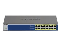 NETGEAR GS516PP – Unmanaged Switch – 16× 1G, PoE+, PoE-Budget 260 W, 19"