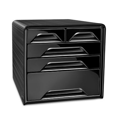 CEP Schubladenelement – 5 Schubladen, für C4, stapelbar, schwarz, Polystyrol (PS), B 270 × H 360 × T 288 mm
