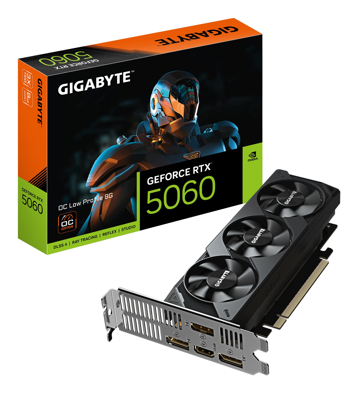 GIGABYTE GV-N5060OC-8GL – PCIe Grafikkarte – GeForce RTX 5060, 3×DisplayPort, 1×HDMI, PCIe 5.0, 109 W