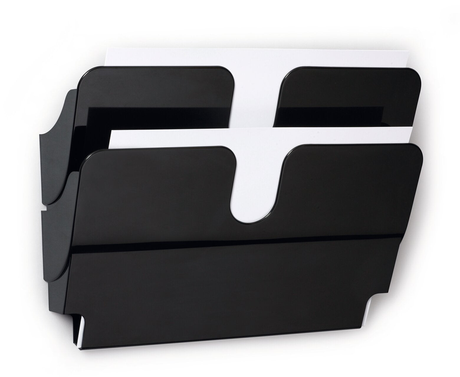 Durable FLEXIPLUS2 Prospektständer – für A4 Querformat, 2 Fächer, magnetisch, Schwarz, 340 × 270 × 105 mm