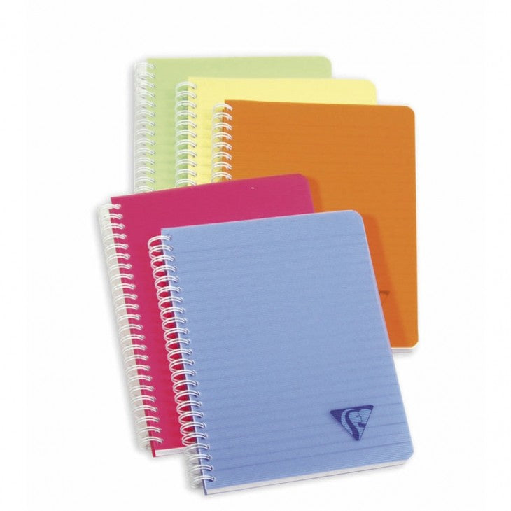 Clairefontaine Spiralbuch – A5 – 90 Blatt – 90 g/m² – Doppelspirale, Transparenter PP-Deckel, Mehrfarbig, PEFC
