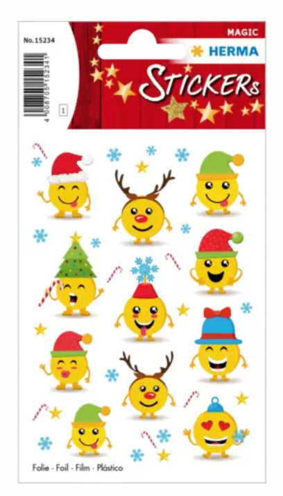 HERMA Schmucketiketten – Weihnachtsemojis – 11 Stück – permanent
