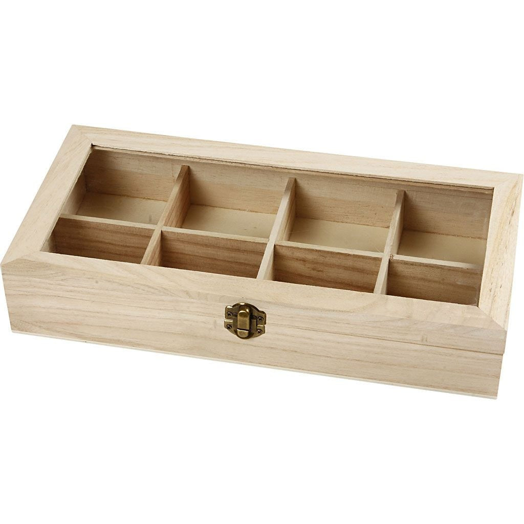 Creativ Company Aufbewahrungsbox (mit Deckel) – Holz/Glas – Braun – 160 × 60 × 320 mm