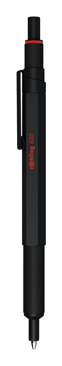 Rotring 600 Gelschreiber – Schwarz, Strichstärke 0,55 mm, Druckmechanik, schnelltrocknend