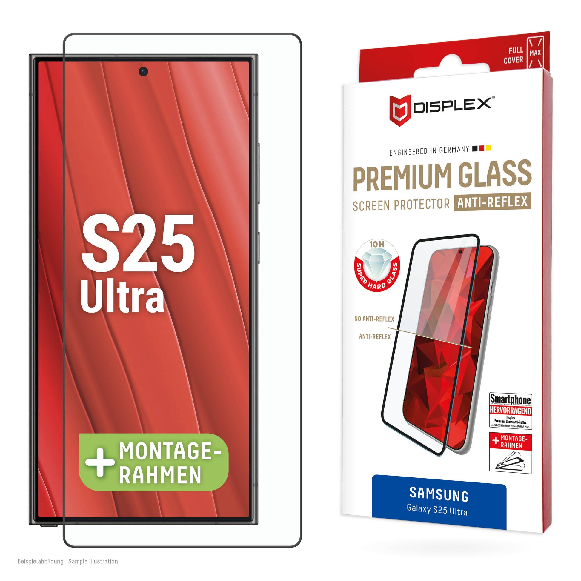 Displex Displayschutz (Panzerglas), Full Cover – für Galaxy S25 Ultra – mit Applikator