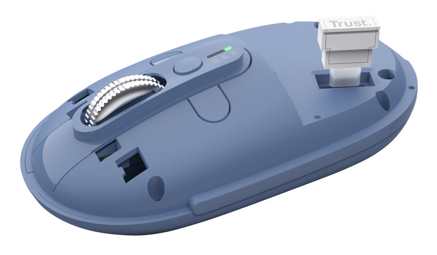 Trust Seron Slim Multi – Maus – Kabellos (Bluetooth/2,4 GHz), 3200 DPI, beidhändig, Blau