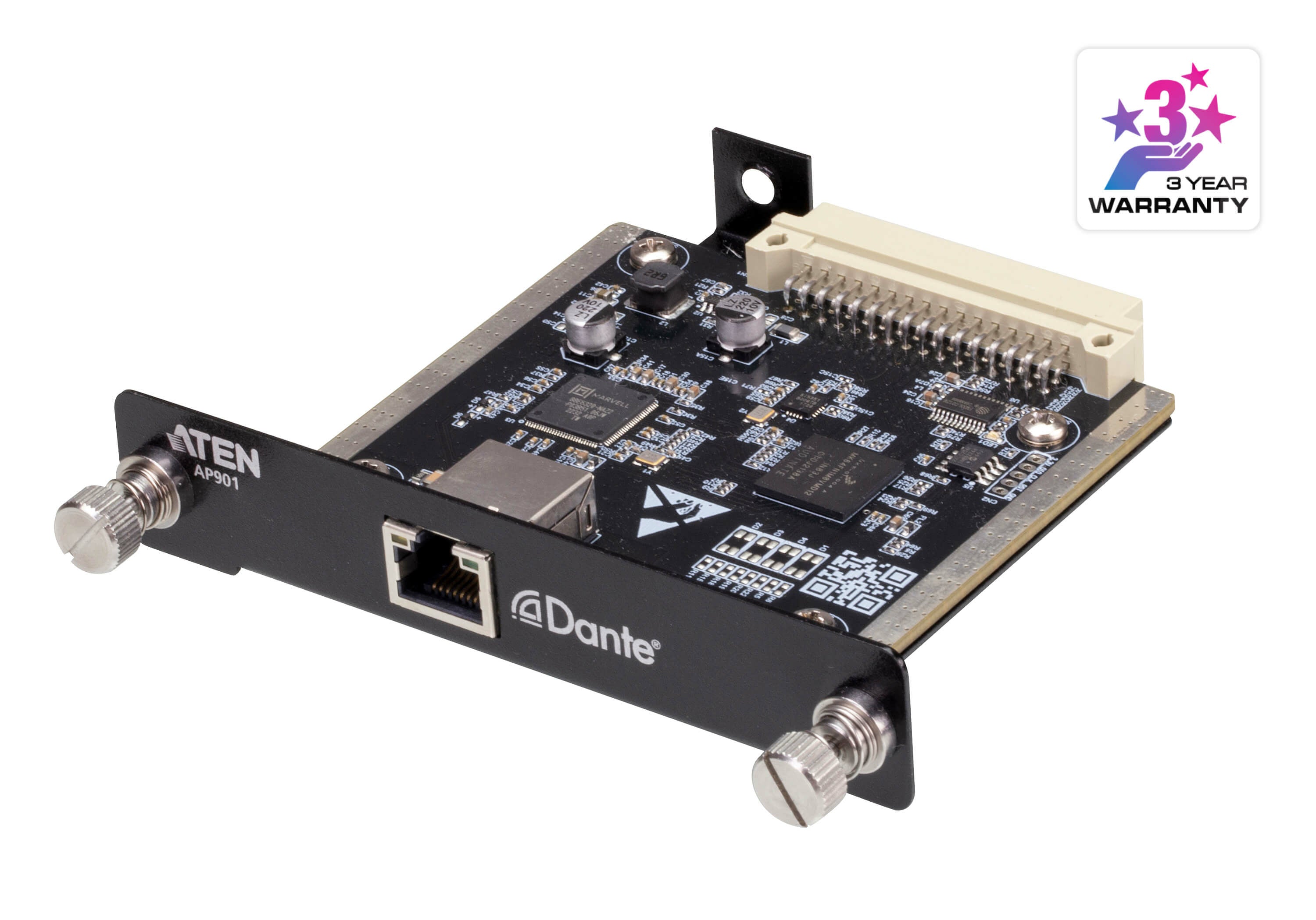 ATEN AP901 – Dante-Karte – für ATEN AP – 2 Kanäle, 24-Bit, 44,1/48 kHz – Gigabit RJ-45 – Schwarz