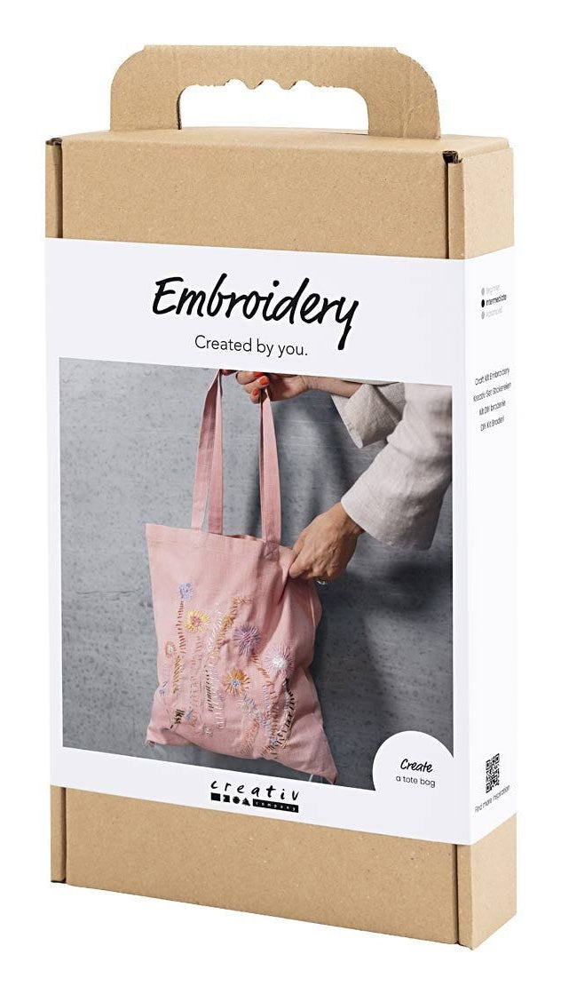 Creativ Company Nähset – Stick-Set für Kinder – Blumen – Baumwolle – Mehrfarbig, Rose