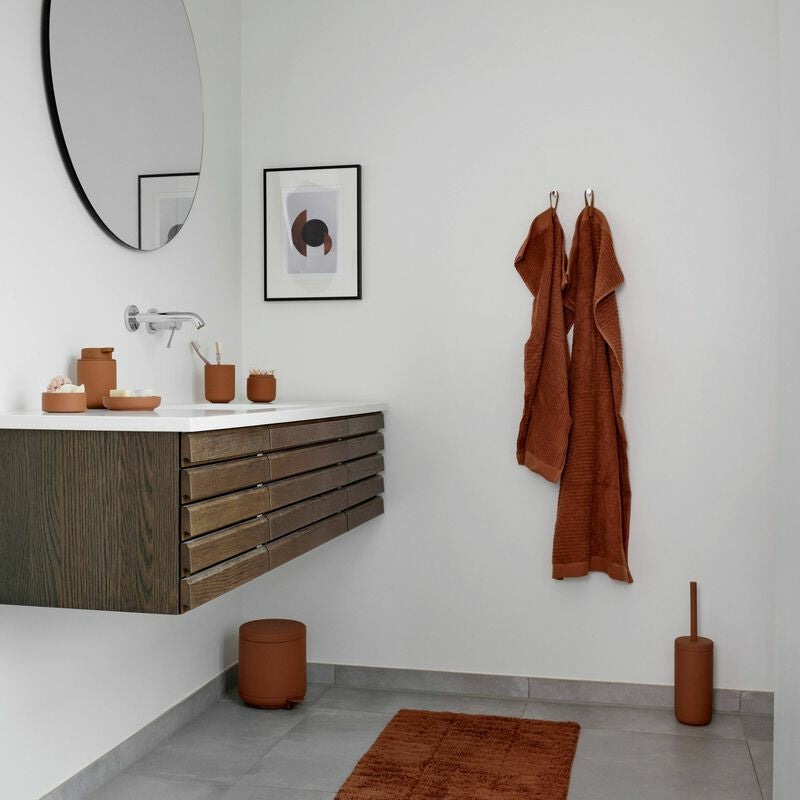 Zone Denmark UME – WC-Bürstenset – Keramik, Terrakotta, mit Deckel, H 38,7 cm, Ø 10 cm