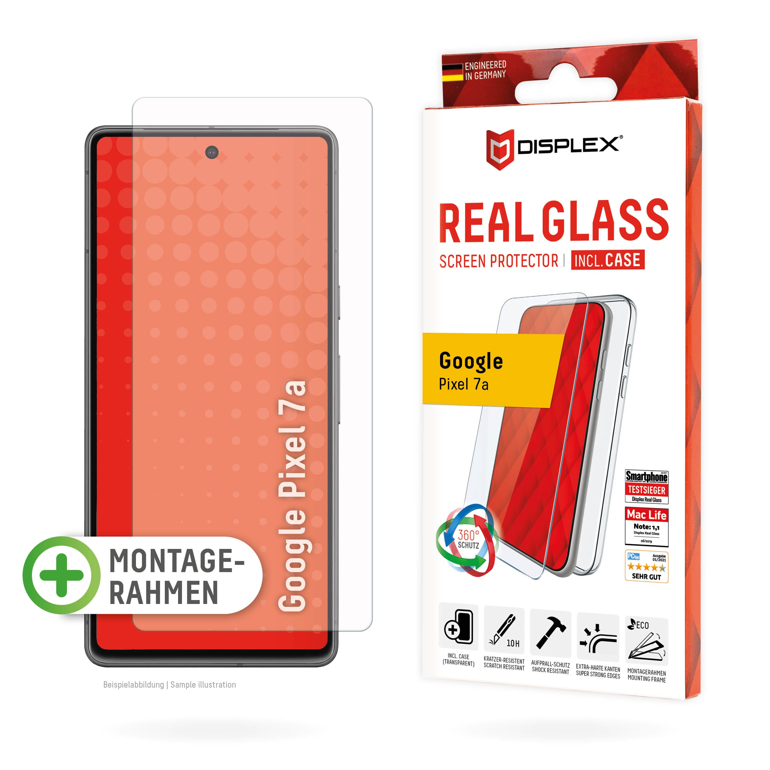 Displex Displayschutz (Panzerglas), 10H – für Pixel 7a – mit Applikator