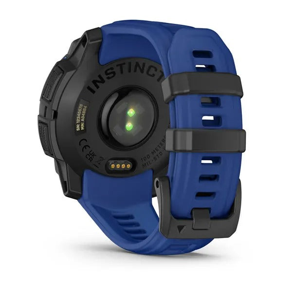 Garmin Instinct 3 45 mm GPS – Aluminium Schwarz, Sportarmband, Schwarz/Bolt Blau, 100 m, für iPhone