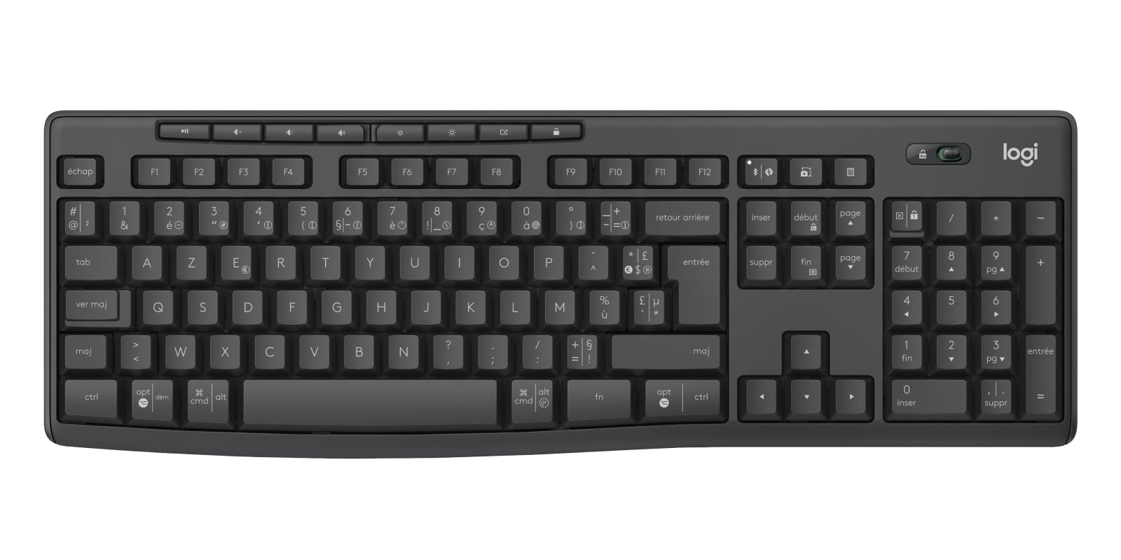 Logitech MK370 – Tastatur, kabellos (2,4 GHz), FR-Layout (FR), Grau