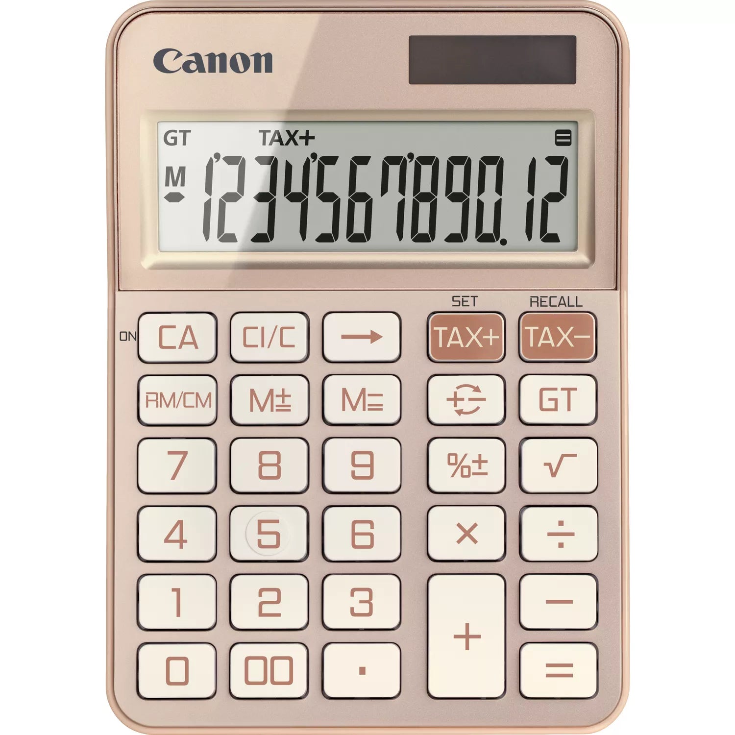 Canon Tischrechner KS-125KB – 12-stellig, LCD, Korrektur/Prozent, Solar + Batterie, Roségold