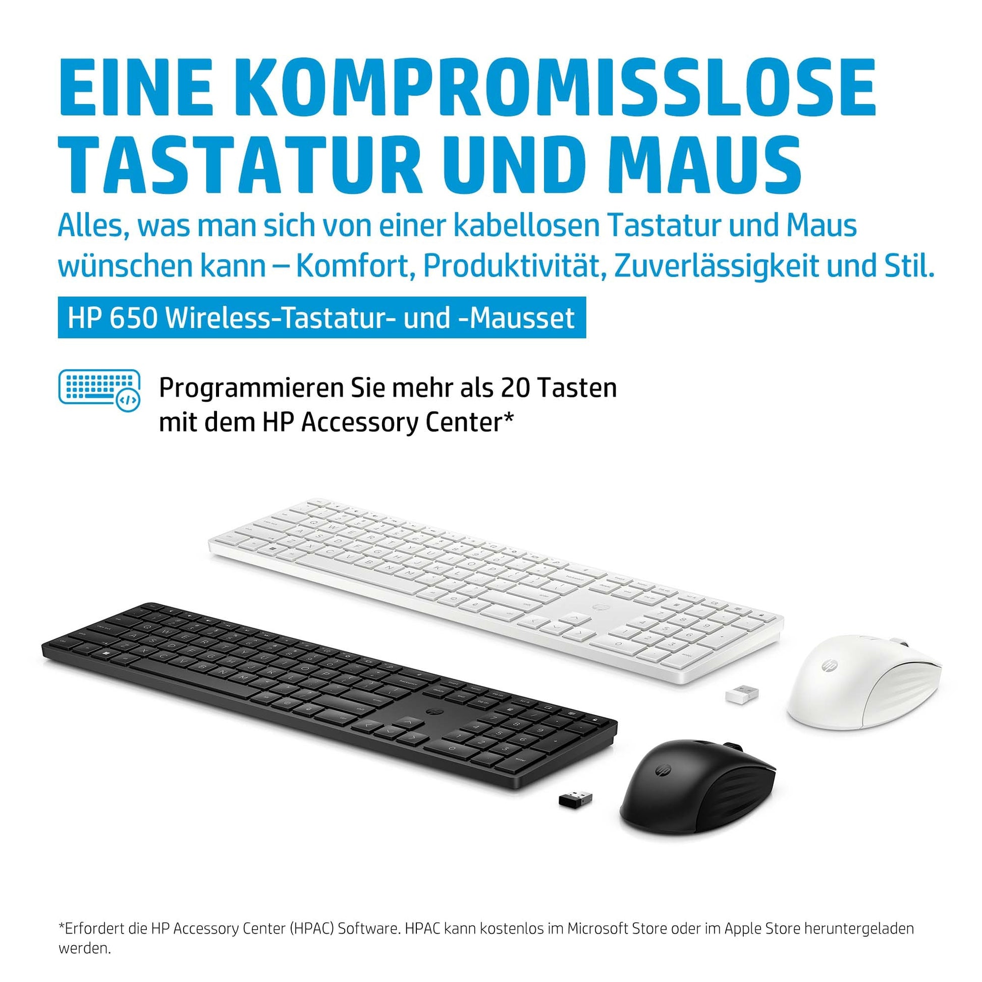 HP 650 – Tastatur-Maus-Set – 100% – Membran – 2,4 GHz – Schwarz