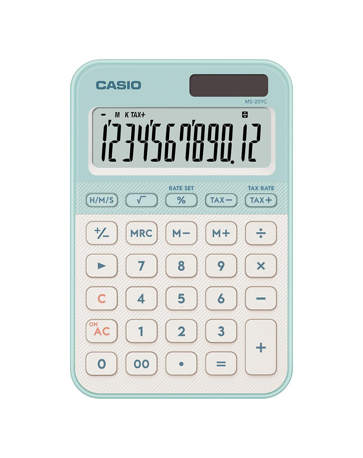 Casio Tischrechner MS-20YC – 12-stellig – Solar/Batterie – Hellgrün