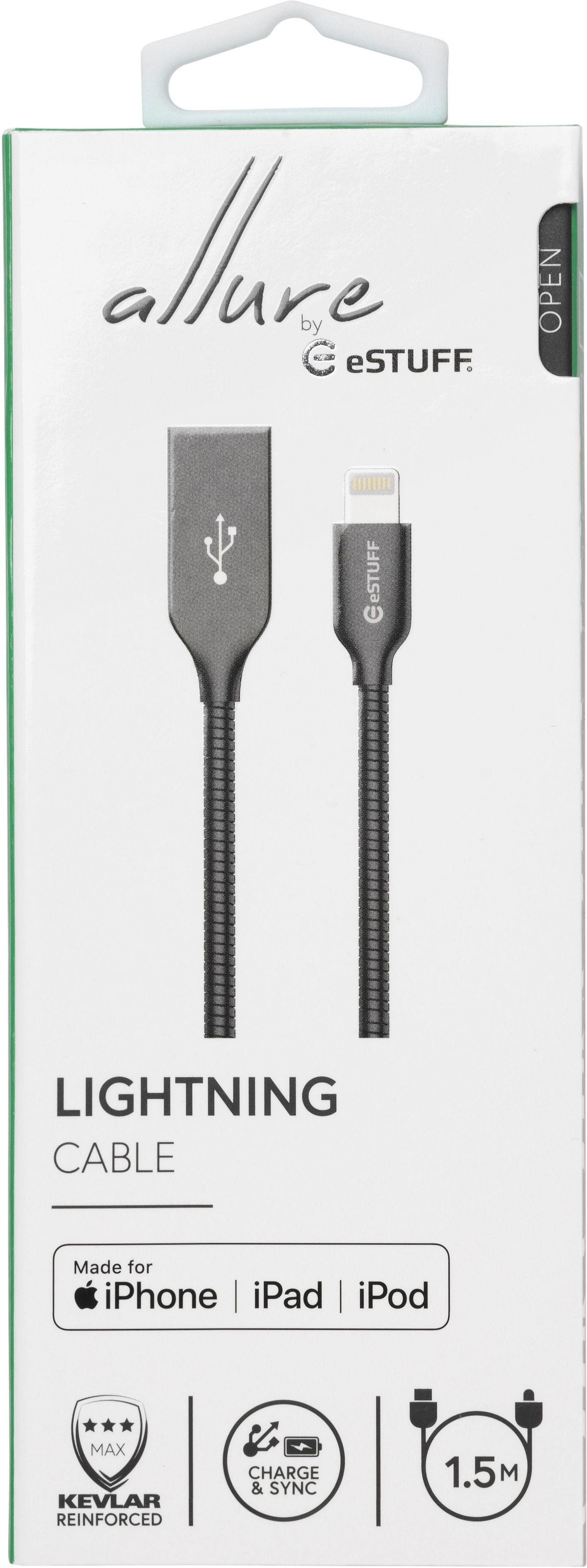 eSTUFF Daten- & Ladekabel – Lightning auf USB‑A 1,5 m, MFi-zertifiziert – für iPhone/iPad