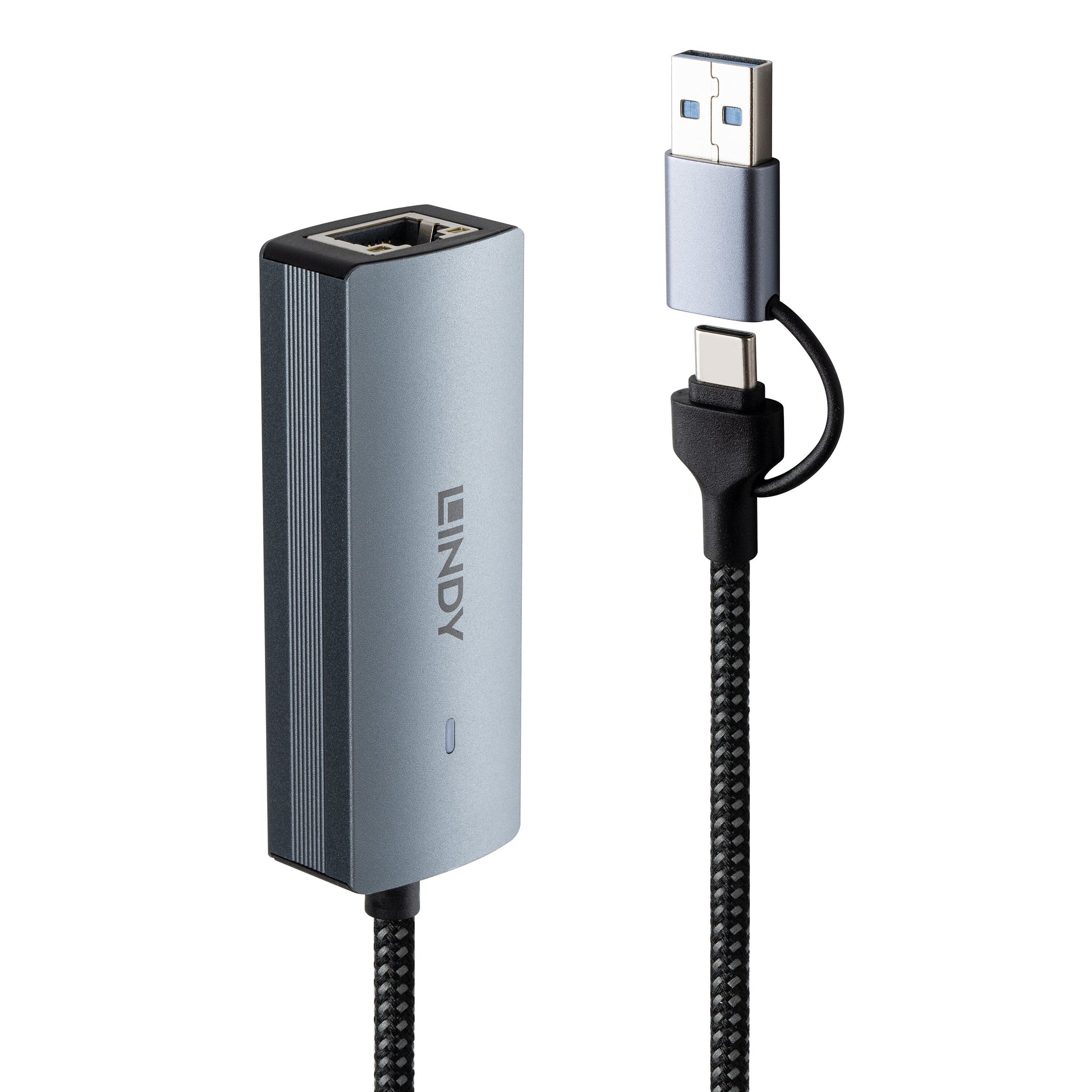 Lindy USB-C zu 5G Ethernet-Adapter 43415 – USB 3.2 Gen 2, 5 Gbit/s, 1× RJ-45, Grau