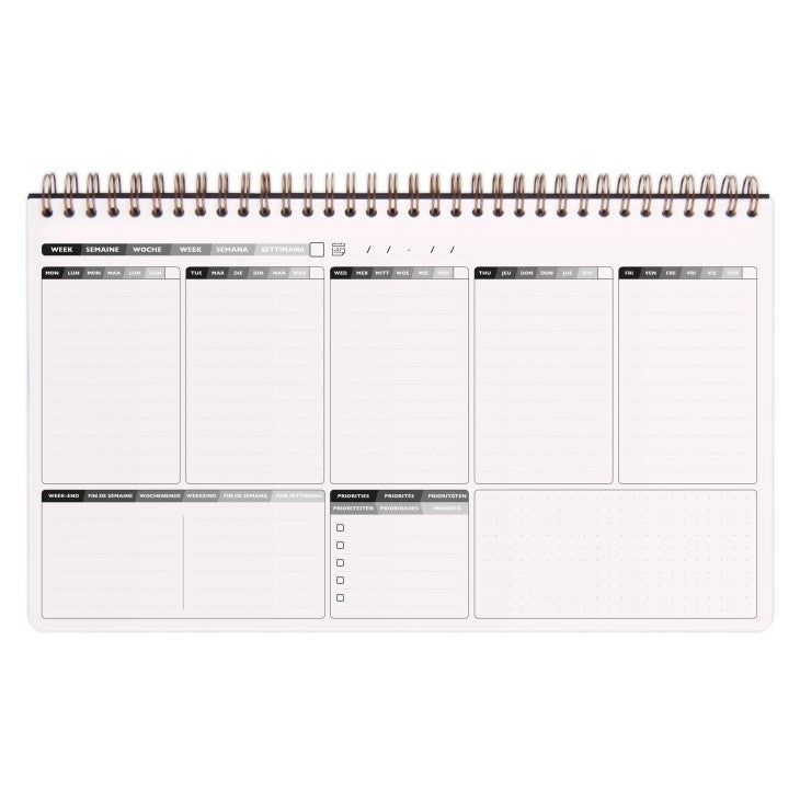 Clairefontaine AgeBag my Weekly Wochenplaner – 1 Woche/2 Seiten, undatiert, 29,7 × 17 cm, schwarz