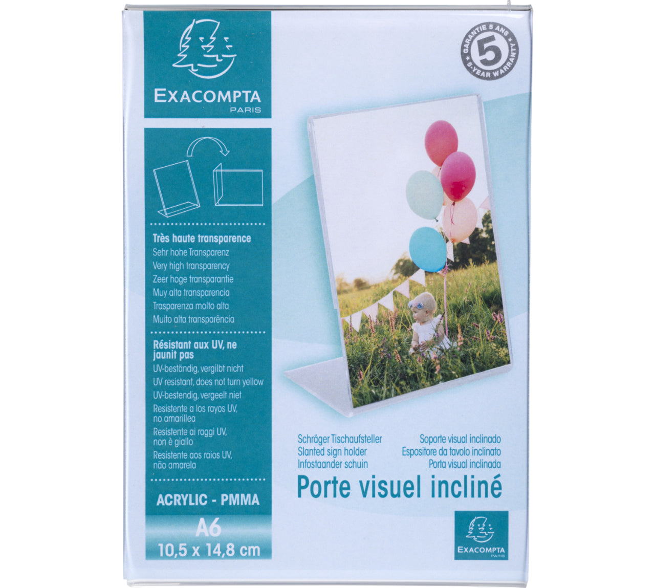 Exacompta Tischaufsteller – für A6 – transparent – Acryl – 105×154×55 mm – 1 Stk.