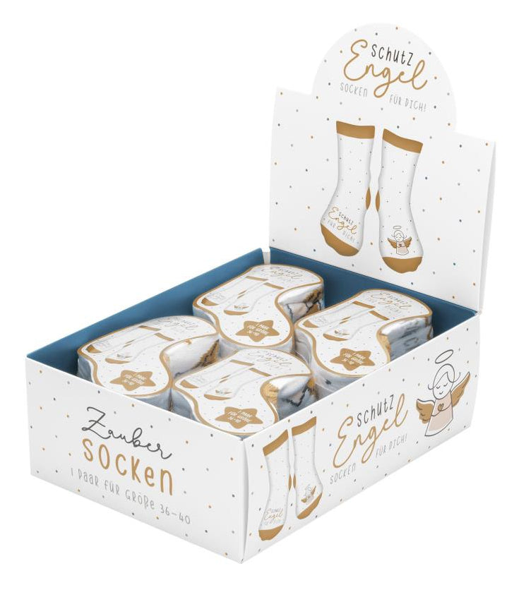 Sheepworld Socken, Zaubersocken Engel – 36–40 – Braun/Weiss – 80% Baumwolle, 15% Nylon, 5% Elasthan