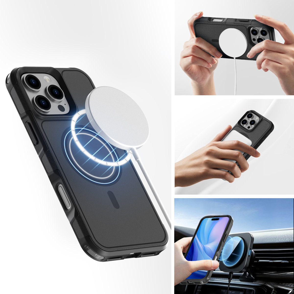 4smarts Defend – Backcover – für Apple iPhone 16 Pro Max – MagSafe, PC+TPU, schwarz, bis 1,2 m sturzsicher