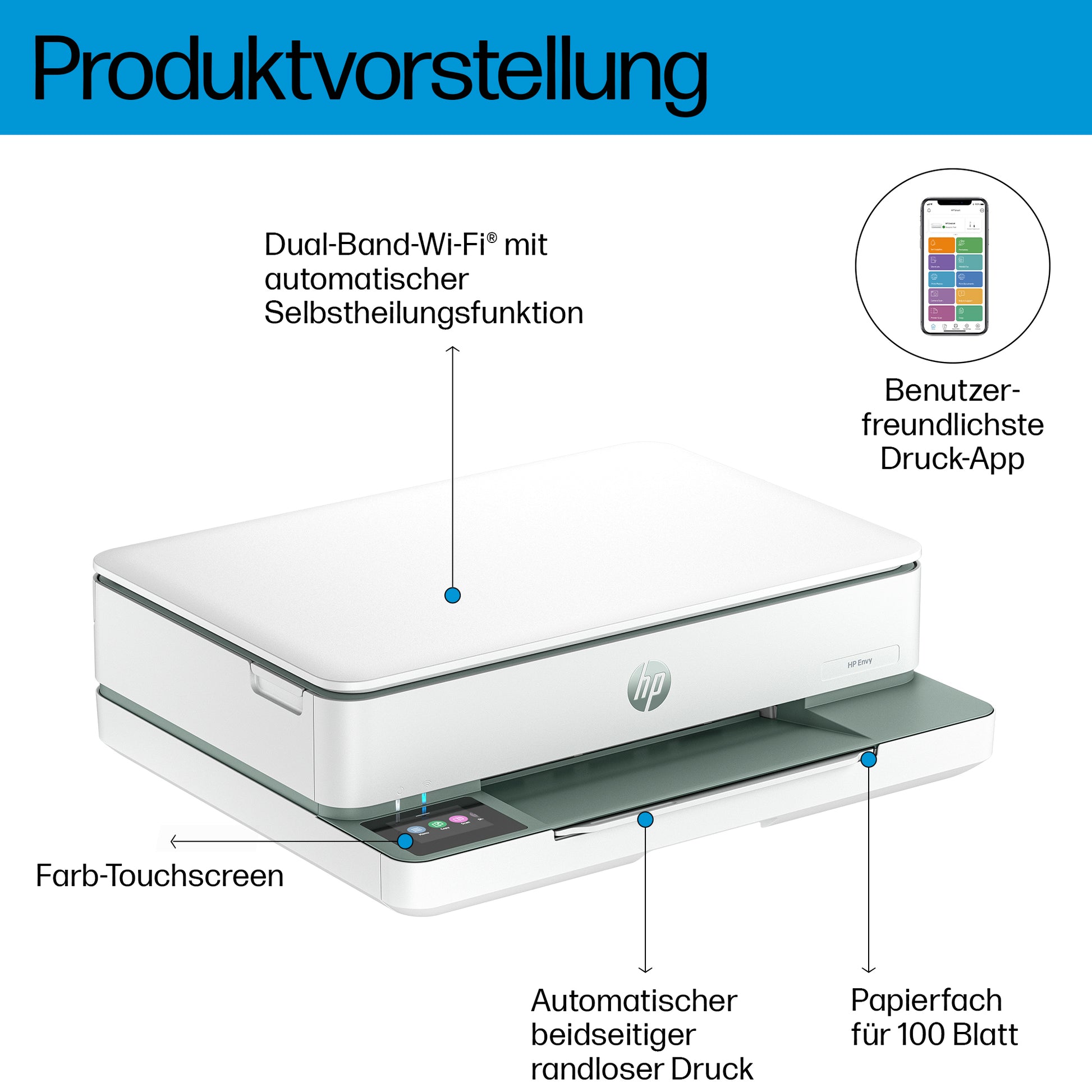 HP ENVY 6130e – MFP – Tintenstrahl, Farbe – A4 – Duplex, ADF – WLAN