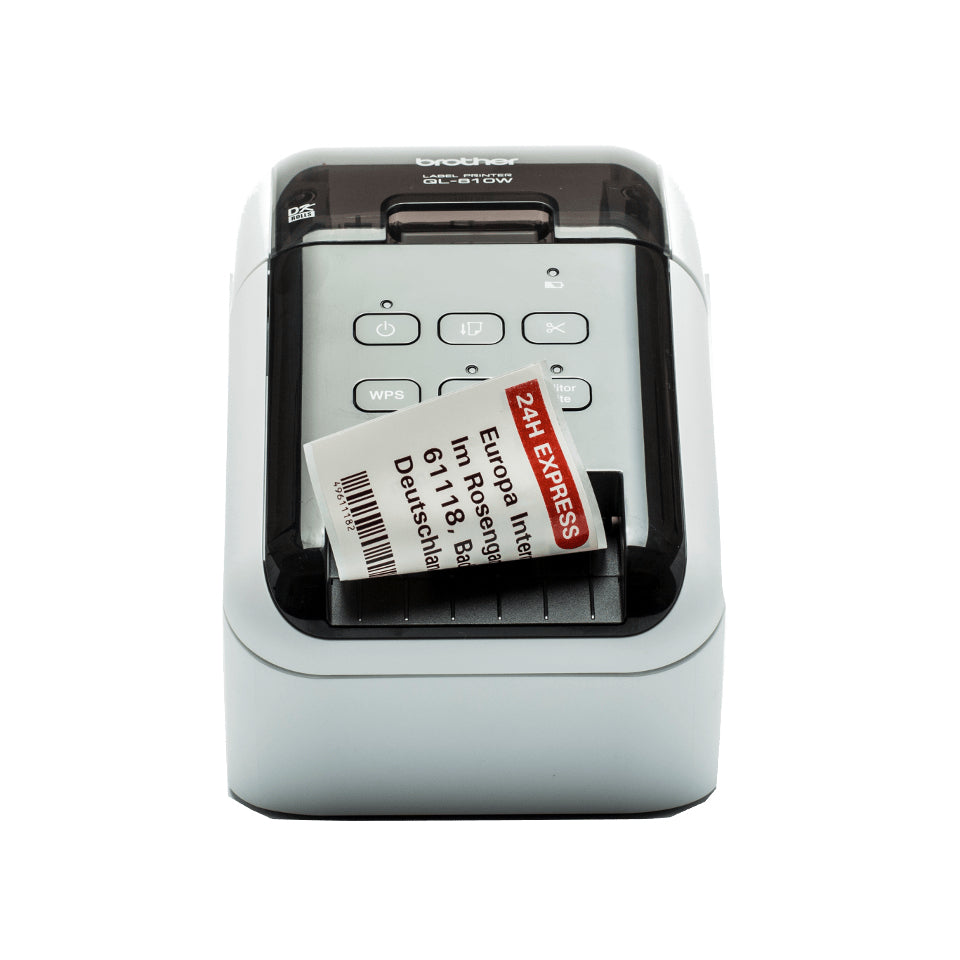 Brother QL-810W – Etikettendrucker, Thermodirekt, 300 × 600 dpi, bis 62 mm, WLAN, Schwarz/Rot