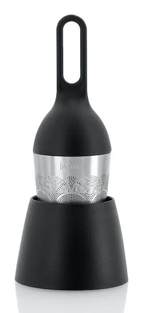 AdHoc FLOATEA Fusion – Teesieb Ø 4 × 12,4 cm, Kunststoff/Edelstahl, schwarz/silber