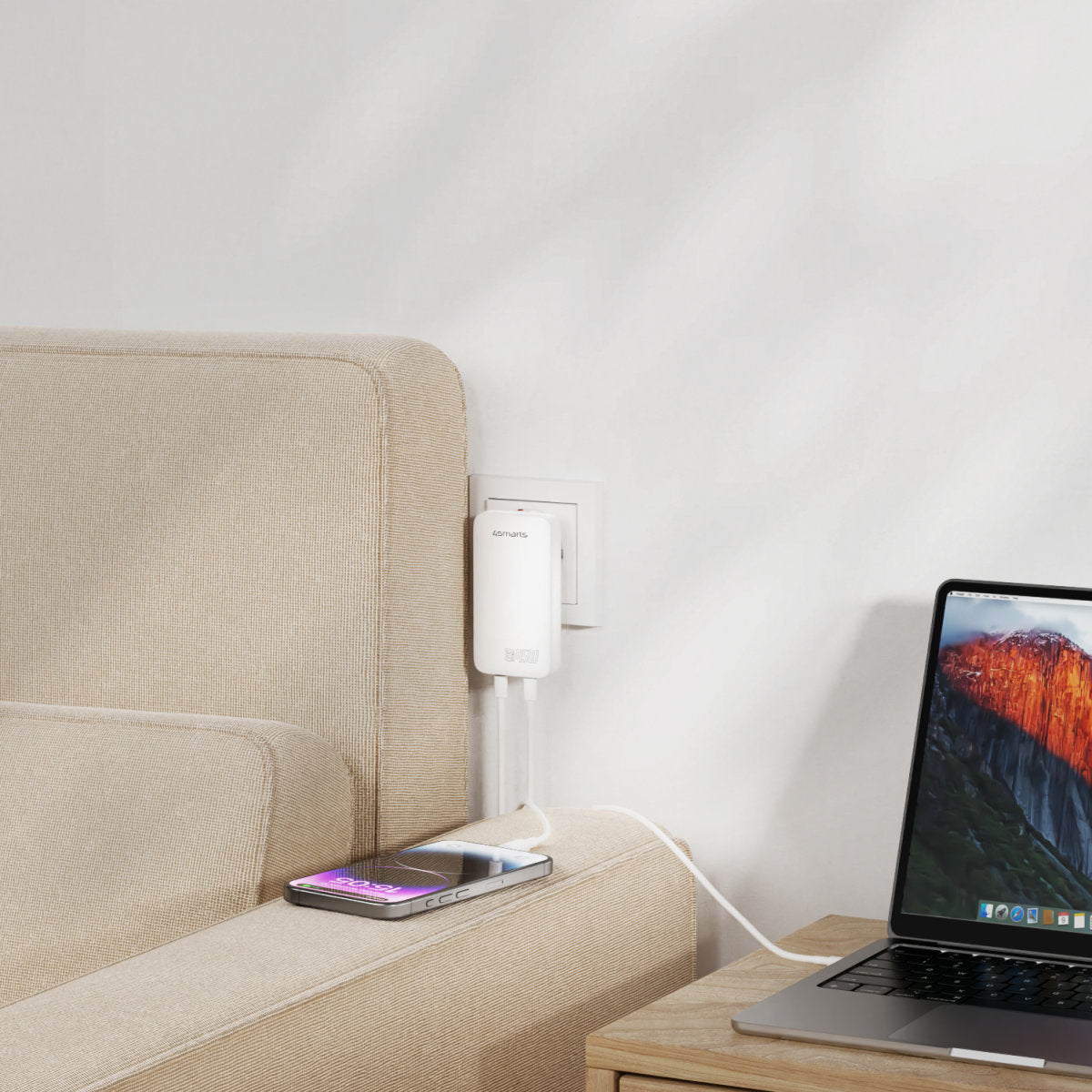 4smarts FlatPlug Slim Dual USB-Ladegerät 45 W – USB-C×2 – GaN – für Nintendo Switch, Laptop und mehr